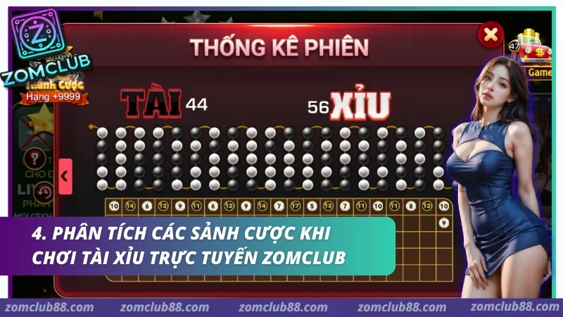 Hình ảnh Choi Tai Xiu Truc Tuyen Zomclub 2 1 trong bài viết Chơi Tài Xỉu Trực Tuyến Zomclub - Luật Chơi & Lưu Ý 2026. Bảng thống kê phiên Tài Xỉu Zomclub với số lượt Tài, Xỉu và chuỗi kết quả