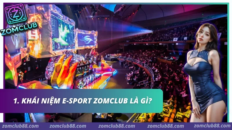 Hình ảnh E Sport Zomclub 1 trong bài viết E-sport Zomclub: Hướng Dẫn Cá Cược LMHT, Valorant 2026. Sân khấu giải đấu E-sport với màn hình lớn và khán giả trong nhà thi đấu