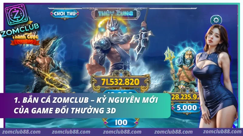 Hình ảnh Huong Dan Ban Ca Zomclub 1 trong bài viết Hướng Dẫn Bắn Cá Zomclub - Cách Chơi, Mức Đạn & Mẹo An Toàn 2026. Các nhân vật thủy cung và mức chơi trên màn hình game Zomclub
