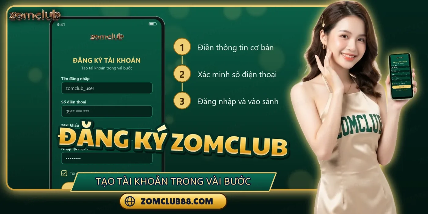 Biểu mẫu đăng ký tài khoản ZOMCLUB trên điện thoại