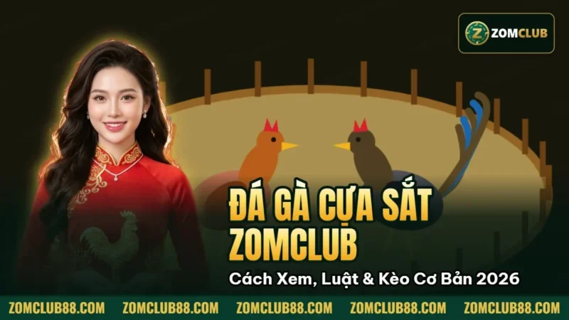 Đá Gà Cựa Sắt Zomclub - Cách Xem, Luật & Kèo Cơ Bản 2026 1 Hai gà trong sới trên ảnh giới thiệu đá gà cựa sắt Zomclub