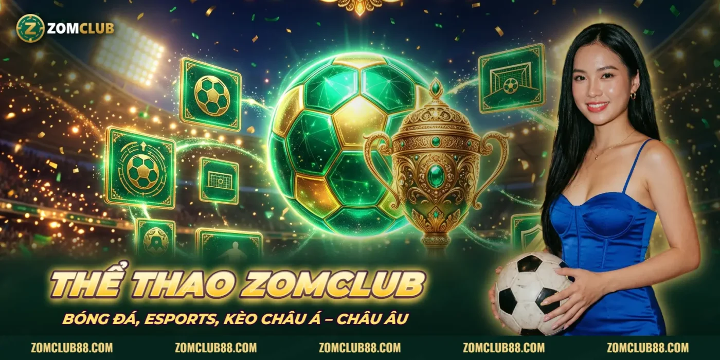 Ảnh minh họa Thể Thao ZOMCLUB: sân bóng, cúp vàng và người mẫu cầm bóng Ảnh minh họa Thể Thao ZOMCLUB: sân bóng, cúp vàng và người mẫu cầm bóng