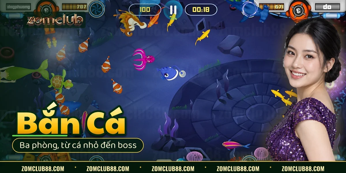 Màn chơi bắn cá ZomClub dưới đáy biển với đàn cá nhiều màu Màn chơi bắn cá ZomClub dưới đáy biển với đàn cá nhiều màu