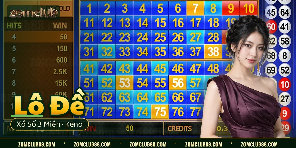 Bảng chọn số Keno trong sảnh lô đề ZomClub Bảng chọn số Keno trong sảnh lô đề ZomClub