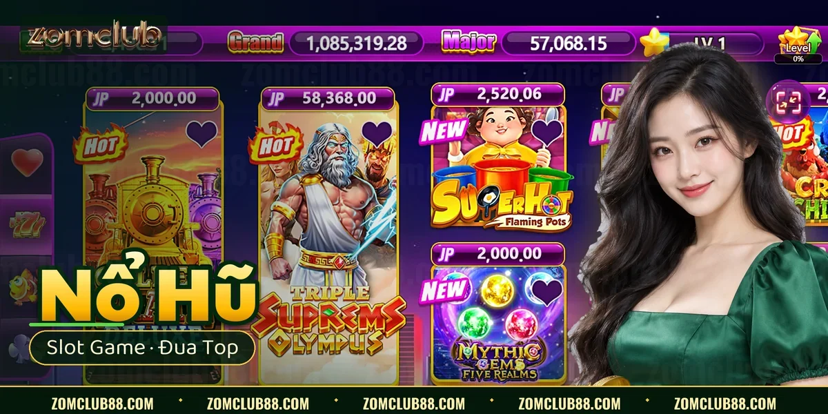 Sảnh nổ hũ ZomClub với các tựa slot và giá trị hũ hiện sẵn trên thẻ game Sảnh nổ hũ ZomClub với các tựa slot và giá trị hũ hiện sẵn trên thẻ game